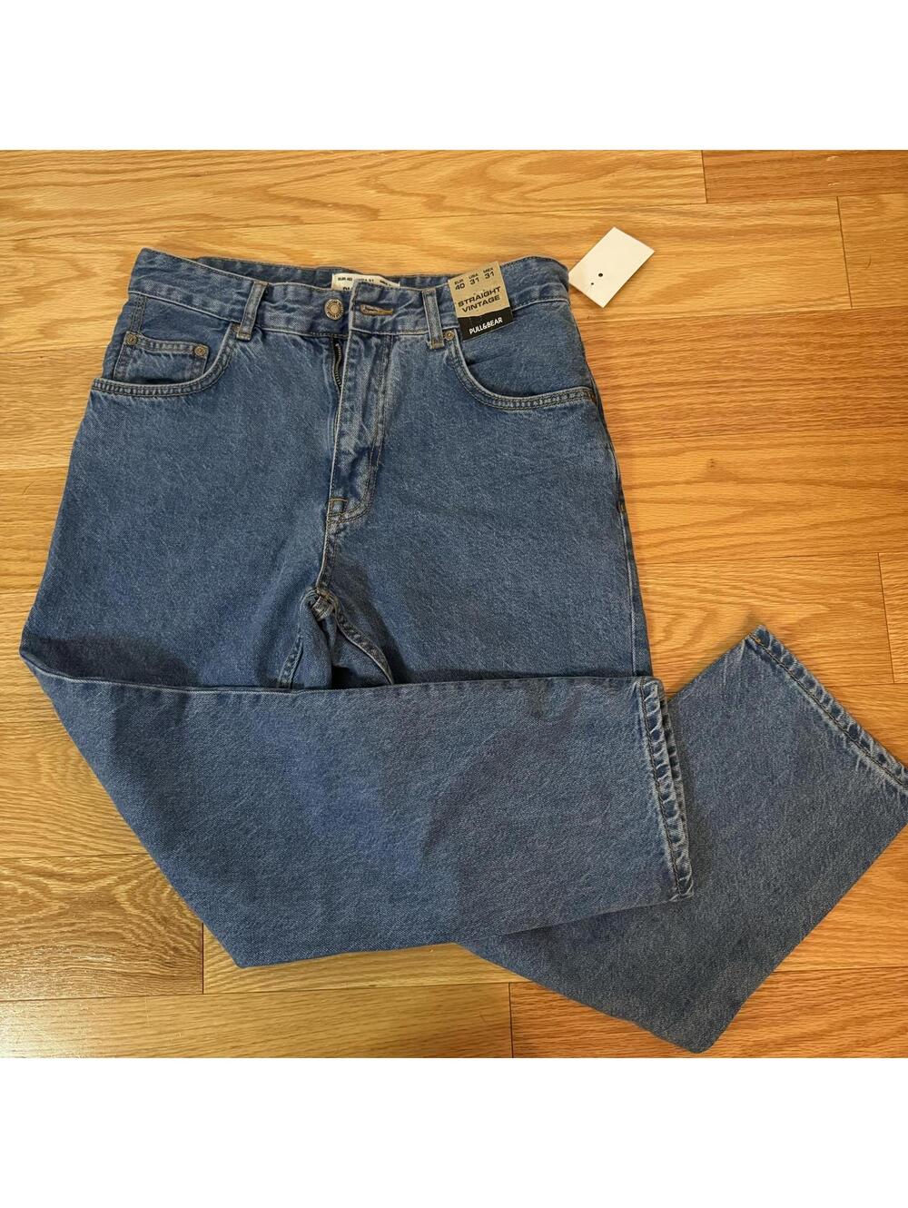 NEW! Pull and Bear, Straight Vintage Mens Blue Jeans, 31 W 32 L, New with Tags